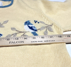 Vintage Y2K Summer Knit Sweater Short Sleeve Woman S Birds All Over Print Granny