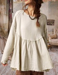 Blue Velvet vintage Style Anthropologie Distressed boho t-shirt Tunic Top Xl Nw