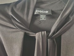 Vintage Y2K Bebe Dress Gothic Black with Tie Neck & Back. Size XS