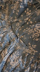Vintage Blue Light Gray Floral V-Neck Long Sleeve White Lace Maxi Dress Size S