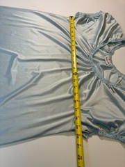 Vintage VANITY FAIR LONG NIGHTGOWN Small TALL Ice BLUE Shiny Nylon Peasant Femme