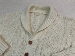Vintage 1970s 70s Montgomery Ward Chunky Knit Fisherman’s Cardigan Sweater, M L