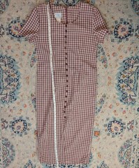Vintage DBY Ltd. Red & White Gingham Button-Down Midi Dress With Tie Back