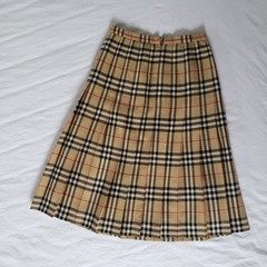 Vintage Burberrys Nova Check Wool Skirt Waist 28″x 29″ Long Sz”K14 Long” England