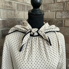 70s VINTAGE Nancy Greer New York Polka Dot Midi Dress Hat Set Size 10 #1402