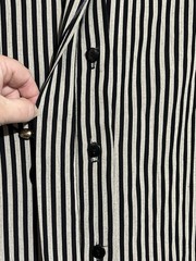 Vintage Betsy’s Things Blouse Sz Large Black & Beige Stripes Detachable Necklace