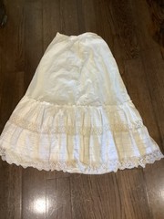 vtg 60s 70s cream lace boho hippie festival ruffle long skirt S