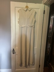 NWT Vintage Silver Lurex Maxi Gown Deadstock 1960s-70s Metallic Knit Dress Sz 6