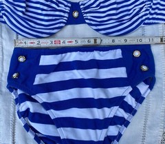 vintage pin up gabar nautical bikini swimsuit blue and white stripe