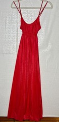 LOVELY!! VTG 80’S RED KAYSER GODDESS STRAPPY TIE BACK LONG MAXI NIGHTGOWN*XS/S