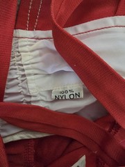 DeWeese Design Vintage Size 32 Swim Suit Play Clothes Red Romper With Pockets