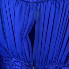 WAYNE CLARK Vtg 80s Royal Blue Chiffon Draped Dress Sz 6 Flowy Holiday Wedding