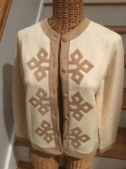 Vintage 50s 100% Camel Hair Suede Knit Cardigan Size 36 EU or Size S US