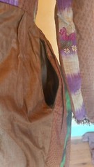 Rare 1860s Dress handmade W/Ikat Material, Fringed Sleeves. SM XS