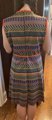 Vintage Kay Windsor Blue Red Polyester Geometric Check Stripe Sleeveless Dress