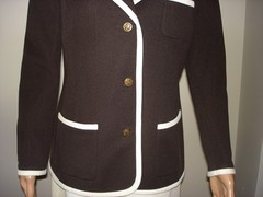 Butte Knit 2 Piece Suit Dress & Jacket Chocolate Brown Jacket White Dress Mock