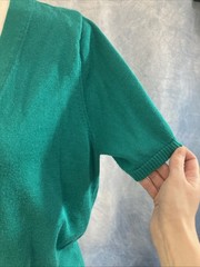 Vintage 1990s Women’s Bright Teal Knit Cardigan Worthington XL Short Sleeves