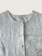 Vintage 1950s Jubilee New York White Brocade Cropped Blouse Button Front Short S