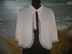 Vintage Vanity Fair Bed Jacket Large Nylon Peachy Pink Pleated Ruffle Sissy MCM