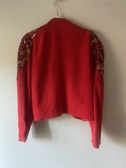 D”ore By Della Roufogali Womens Beaded Sequin Red Cardigan Sz 12 Open Front