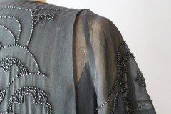 Antique 1920s Heavily Beaded Dress 20s Sheer Black Chiffon Vintage Dress