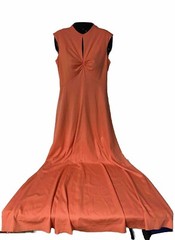 Anne Fogarty 1970s Orange Peek A Boo V-Neck Sleeveless Dress Size 12