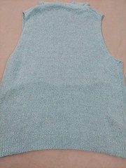 Vintage Y2K Sparkly Sleeveless Turtleneck Silk Angora Knit Top Aqua Blue Spring