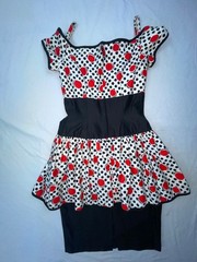 VTG 80S 90S WOMENS POLKA DOT LOUD RETRO NEW WAVE WIGGLE DRESS