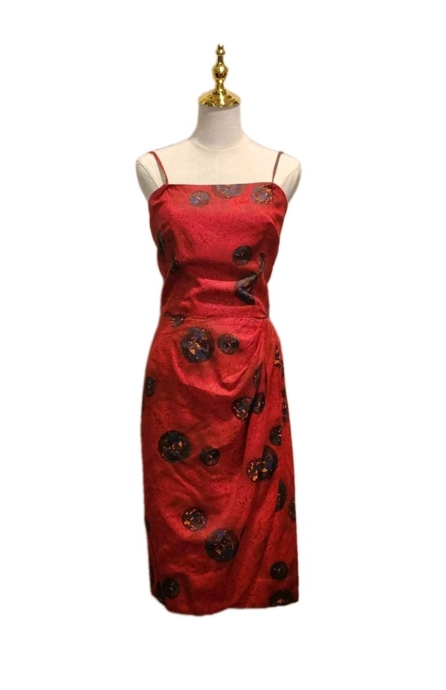 Rare 50s Pauline Lake Royal Hawaiian Hotel Polished Cotton Wrap Sarong Dress XS
