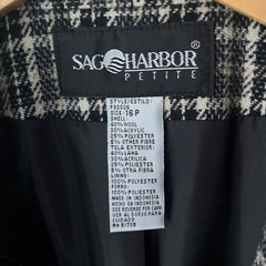 SAG HARBOR petite plaid vintage wool blazer sz 16P