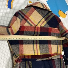 Vintage 50s 60s Plaid Wool Coat Mod Rainbow Hudson Large Atomic Hippy Hollywood