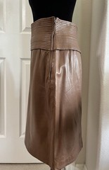 Vintage GENNY Brown Leather Skirt with Zipper, Made In Italy