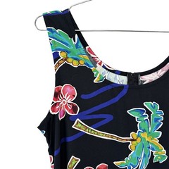 Y.L.T.E. Vintage Hawaiian Shift Dress • XL • black, multi-color • Y2K boho beach