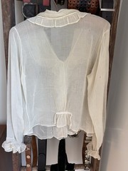 Vintage Antique Edwardian 1900s 1920s Ruffle Flowy Blouse Blue Bird Paris NYC