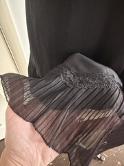 Vintage 1950’s Gotham Gold Stripe Black Slip Dress Crystal Pleats S/M