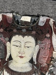 RARE 1997 VIVIENNE TAM CACHÉ SHEER MESH MAXI QUAN YIN PRINT BUDDHA L/S DRESS