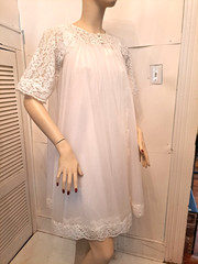 VTG 50’s/60’s SHADOWLINE Nylon LACE Midi NIGHTGOWN & ROBE Romantic Lingerie Set