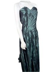 Vintage House of Bianchi taffeta Teal Strapless Prom Dress 80s size 14 L teal