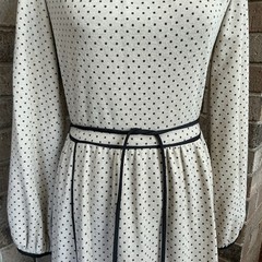 70s VINTAGE Nancy Greer New York Polka Dot Midi Dress Hat Set Size 10 #1402