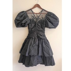 Vintage Climax Karen Okada David Howard Black Sequin Puff Sleeve Mini Dress 3/4