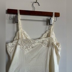 Vintage shadow line cream color slip lace top size L
