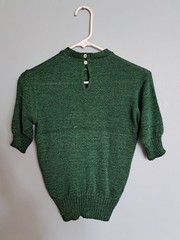 Vintage Womans Metalic Green Pullover Sweater * Lurex? Nice * small? See Pics
