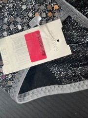 3 Pr Vtg String Bikini Panties Nylon & Metallic Sequins Hi Cut Sz 7 Ellemenno