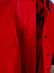 Vtg Princess Diana Dupe LESLIE FAY Red Long Flared Swing Wool Overcoat Trench M