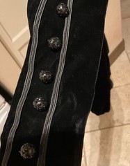 Eloise Curtis Black Velvet Coat Dress Jacket Rhinestone Buttons !! Vintage Small