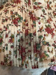 Vtg 1970s Blouse Carol Brent Maple Leaf Print Tuxedo Pleated Top Montgomery Ward