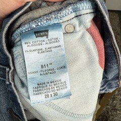 Levis 511 Skinny Blue Jeans Size 28×30 Distressed Red Tab Y2K Honeycomb 90s 200s