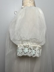 Vtg 50s Bridal Peignoir & Nightgown Set M White Blue Floral Lace Romantic