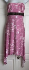 Vintage 90s Y2K PS PerSeption Pink Floral Asymmetrical Strapless Empire Dress SM