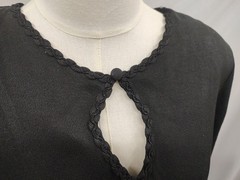 80’s Vintage Studio 1 Dress Black Jacket Dress Style Keyhole Neck Braided Trim L